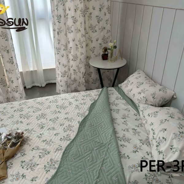 SET EDREDON DE VERANO 7 PIEZAS CON CORTINA (CAJA X 12 UNDS)