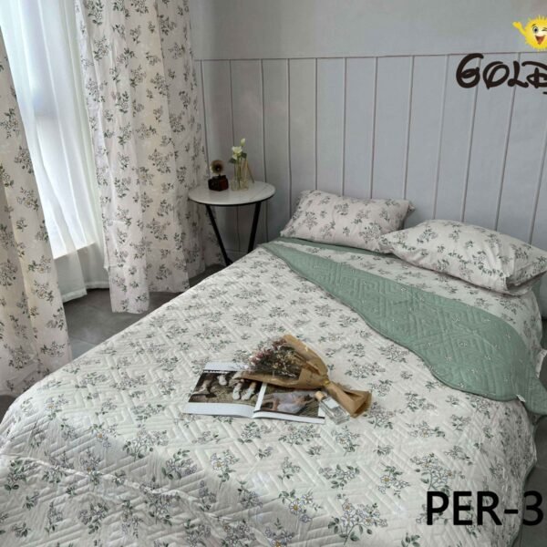 SET EDREDON DE VERANO 7 PIEZAS CON CORTINA (CAJA X 12 UNDS)