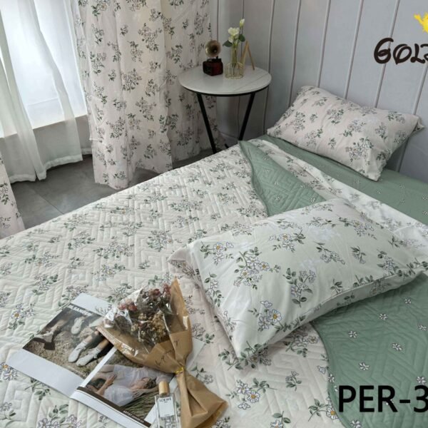 SET EDREDON DE VERANO 7 PIEZAS CON CORTINA (CAJA X 12 UNDS)