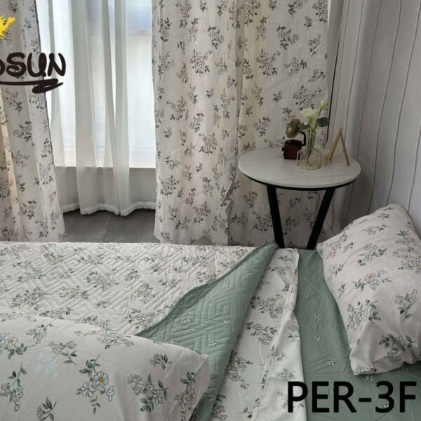 SET EDREDON DE VERANO 7 PIEZAS CON CORTINA (CAJA X 12 UNDS)