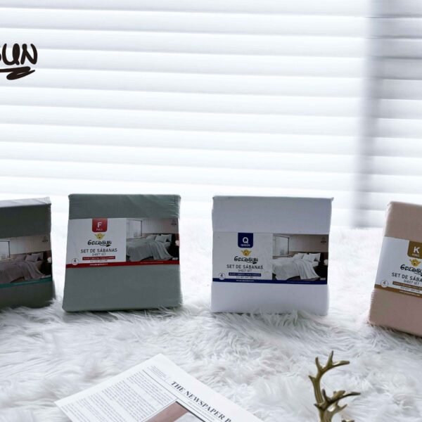 SET DE SABANAS 3 PIEZAS COLOR ENTERO ESTUCHE DE TELA (CAJA X 48 UNDS)