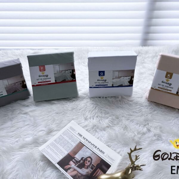 SET DE SABANAS 4 PIEZAS COLOR ENTERO ESTUCHE DE TELA (CAJA X 48 UNDS)