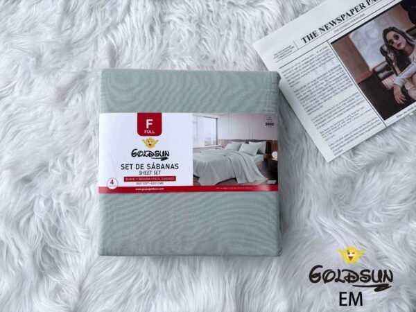 SET DE SABANAS 4 PIEZAS COLOR ENTERO ESTUCHE DE TELA (CAJA X 48 UNDS)