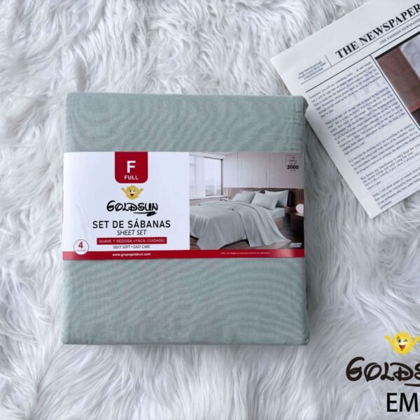 SET DE SABANAS 4 PIEZAS COLOR ENTERO ESTUCHE DE TELA (CAJA X 48 UNDS)