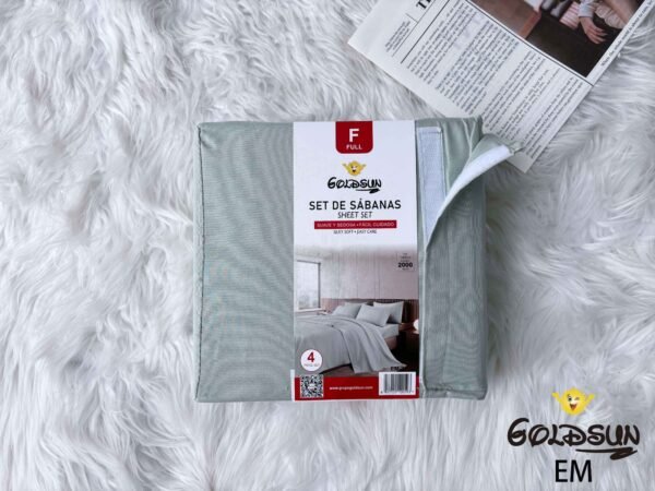 SET DE SABANAS 4 PIEZAS COLOR ENTERO ESTUCHE DE TELA (CAJA X 48 UNDS)