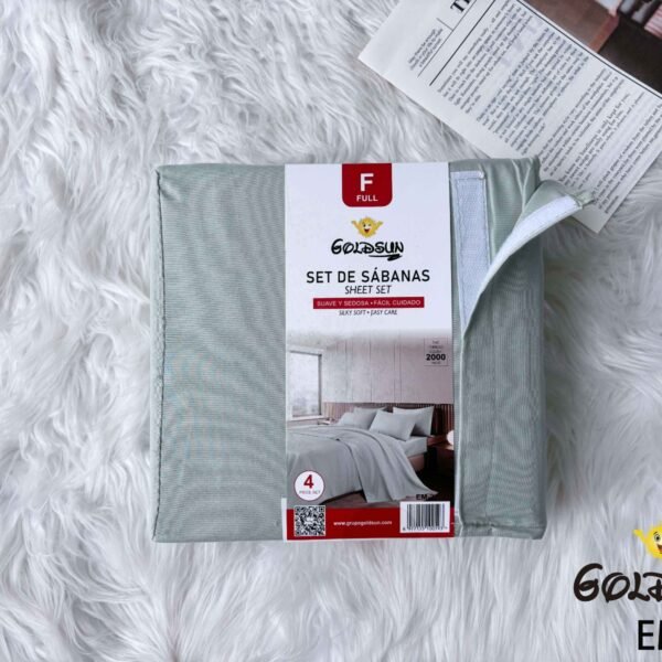 SET DE SABANAS 4 PIEZAS COLOR ENTERO ESTUCHE DE TELA (CAJA X 48 UNDS)