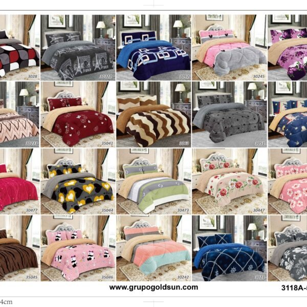 COBERTOR ACOLCHADO P/C 1 PIEZA 2 PLAZAS ESTAMPADO (FARDO X 20 UNDS)