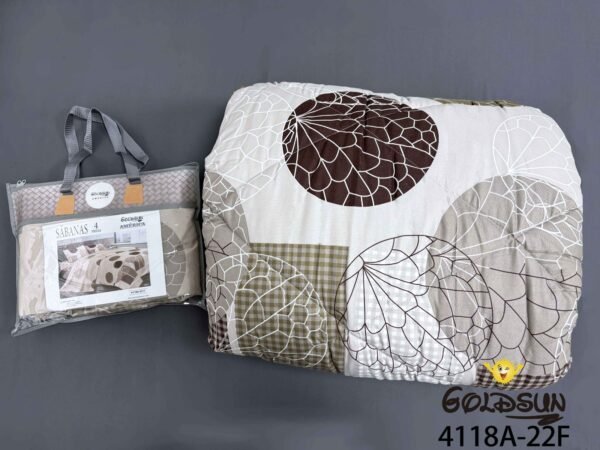 COBERTOR TELA CON TELA ACOLCHADO 5 PIEZAS 2 PLAZAS (FARDO X 20 UNDS)