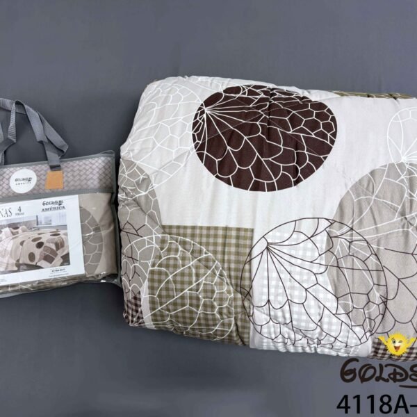 COBERTOR TELA CON TELA ACOLCHADO 5 PIEZAS 2 PLAZAS (FARDO X 20 UNDS)