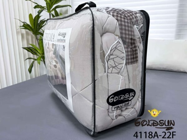 COBERTOR TELA CON TELA ACOLCHADO 5 PIEZAS 2 PLAZAS (FARDO X 20 UNDS)