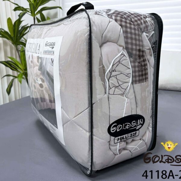 COBERTOR TELA CON TELA ACOLCHADO 5 PIEZAS 2 PLAZAS (FARDO X 20 UNDS)