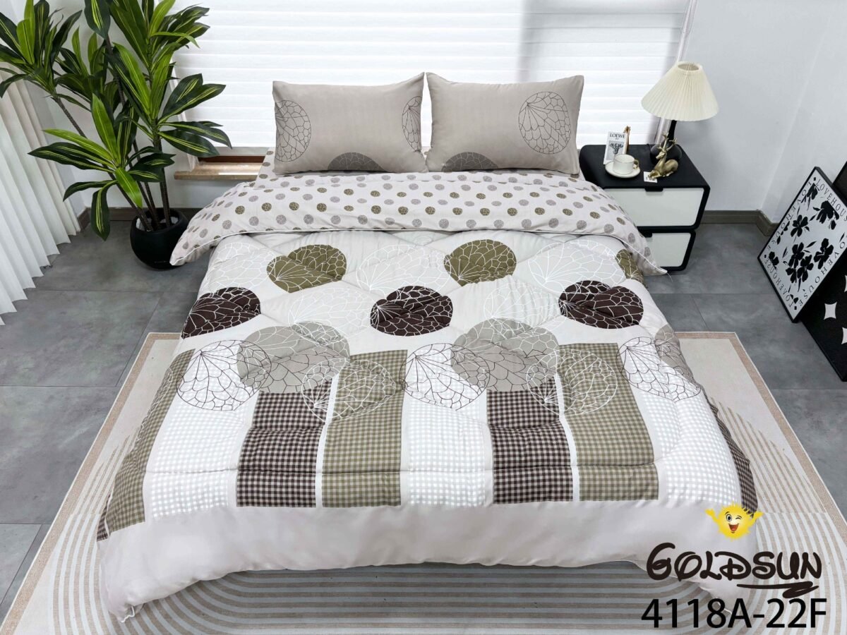 COBERTOR TELA CON TELA ACOLCHADO 5 PIEZAS 2 PLAZAS (FARDO X 20 UNDS)