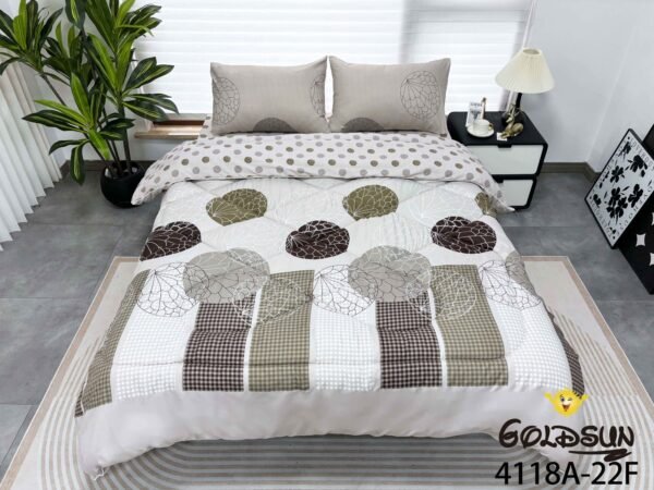 COBERTOR TELA CON TELA ACOLCHADO 5 PIEZAS 2 PLAZAS (FARDO X 20 UNDS)