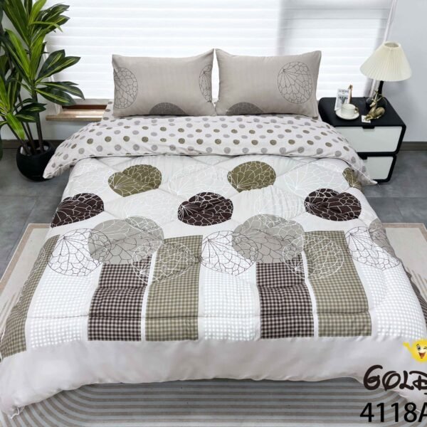 COBERTOR TELA CON TELA ACOLCHADO 5 PIEZAS 2 PLAZAS (FARDO X 20 UNDS)