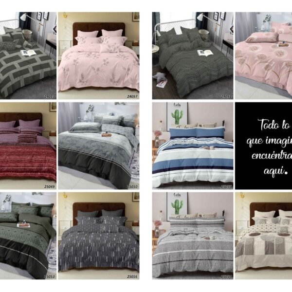 COBERTOR TELA CON TELA ACOLCHADO 5 PIEZAS 2 PLAZAS (FARDO X 20 UNDS)