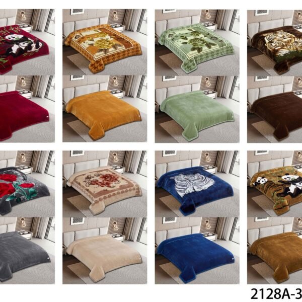 FRAZADA DE TERCIOPELO DOBLE CARA 2 PAÑOS MODELO AMERICA 8KG (FARDO X 16 UNDS)