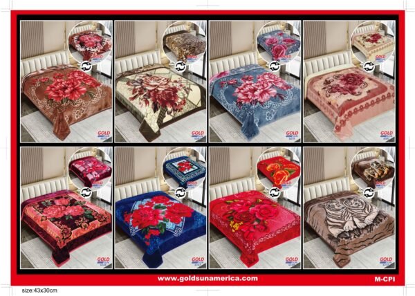 FRAZADA DE TERCIOPELO DOBLE CARA 2 PAÑOS 4 KG (FARDO X 26 UNDS)