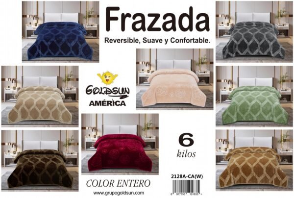 FRAZADA DE TERCIOPELO DOBLE CARA 1 PAÑO 6 KG (FARDO X 16 UNDS)