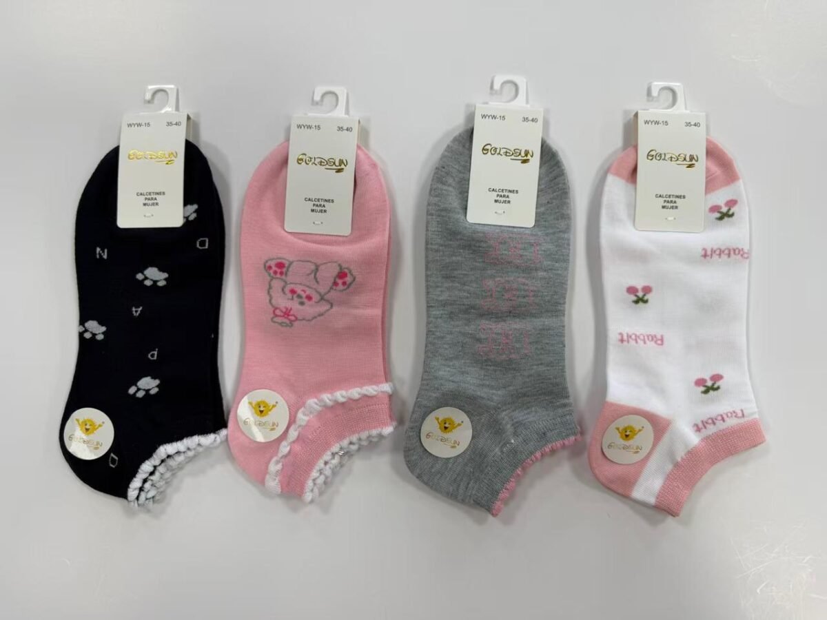 MEDIAS TALONERAS DELGADAS DE ALGODON DISEÑOS PARA DAMAS (FARDO X 100 DOC)