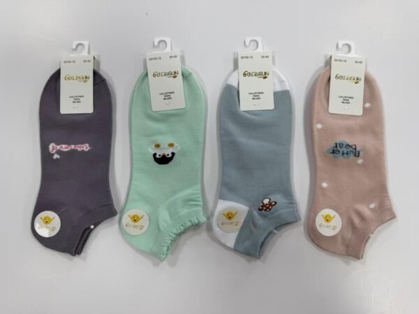 MEDIAS TALONERAS DELGADAS DE ALGODON DISEÑOS PARA DAMAS (FARDO X 100 DOC)