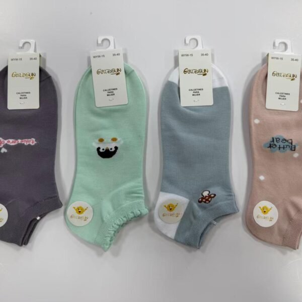 MEDIAS TALONERAS DELGADAS DE ALGODON DISEÑOS PARA DAMAS (FARDO X 100 DOC)