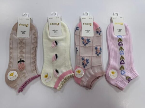 MEDIAS TALONERAS DELGADAS DE ALGODON DISEÑOS PARA DAMA (FARDO X 100 DOC)