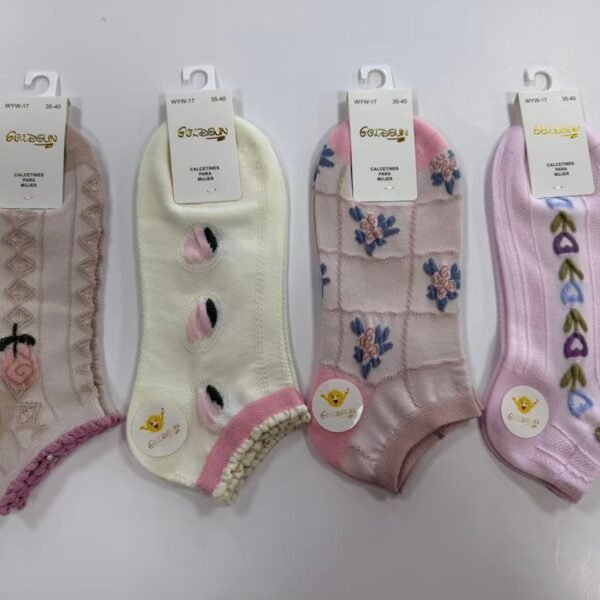 MEDIAS TALONERAS DELGADAS DE ALGODON DISEÑOS PARA DAMA (FARDO X 100 DOC)