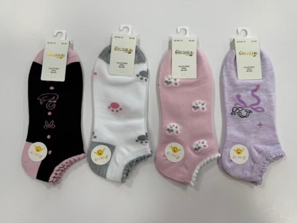 MEDIAS TALONERAS DELGADAS DE ALGODON DISEÑOS PARA DAMAS (FARDO X 100 DOC)