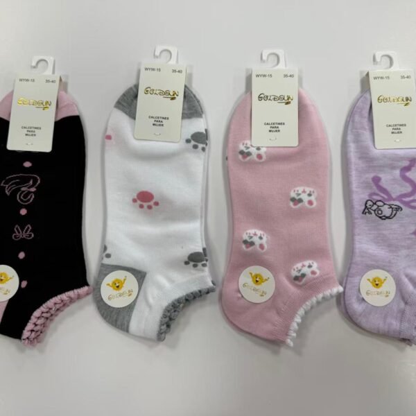 MEDIAS TALONERAS DELGADAS DE ALGODON DISEÑOS PARA DAMAS (FARDO X 100 DOC)