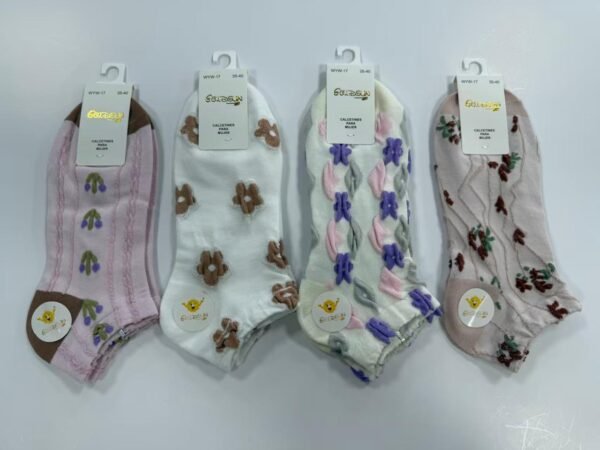 MEDIAS TALONERAS DELGADAS DE ALGODON DISEÑOS PARA DAMA (FARDO X 100 DOC)