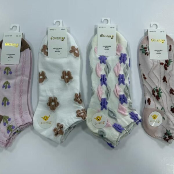 MEDIAS TALONERAS DELGADAS DE ALGODON DISEÑOS PARA DAMA (FARDO X 100 DOC)