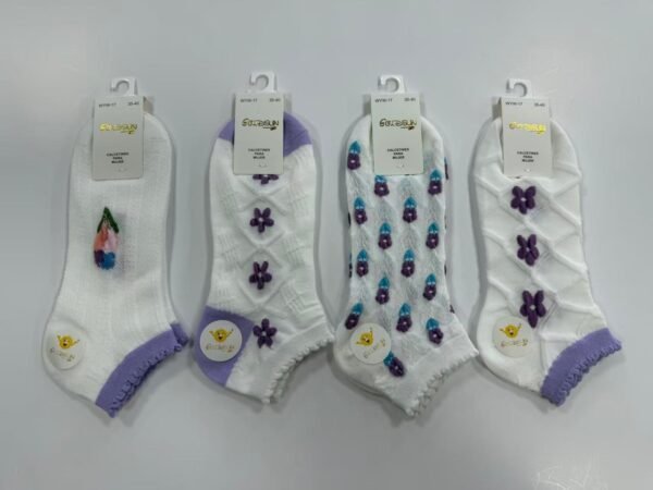 MEDIAS TALONERAS DELGADAS DE ALGODON DISEÑOS PARA DAMA (FARDO X 100 DOC)