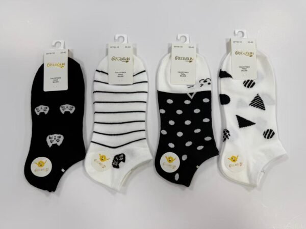 MEDIAS TALONERAS DELGADAS DE ALGODON DISEÑOS PARA DAMA (FARDO X 100 DOC)