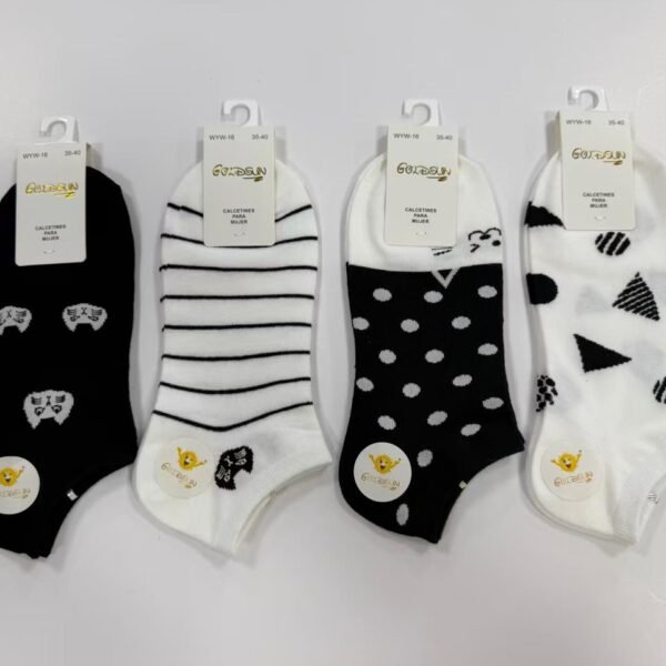 MEDIAS TALONERAS DELGADAS DE ALGODON DISEÑOS PARA DAMA (FARDO X 100 DOC)