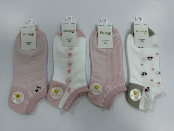 MEDIAS TALONERAS DELGADAS DE ALGODON DISEÑOS PARA DAMA (FARDO X 100 DOC)