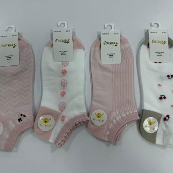 MEDIAS TALONERAS DELGADAS DE ALGODON DISEÑOS PARA DAMA (FARDO X 100 DOC)