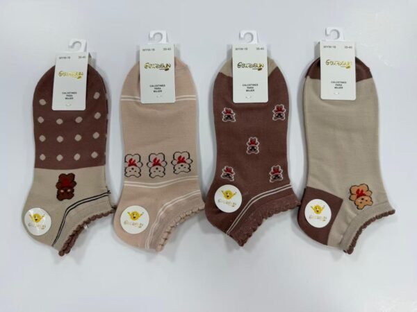 MEDIAS TALONERAS DELGADAS DE ALGODON DISEÑOS PARA DAMA (FARDO X 100 DOC)