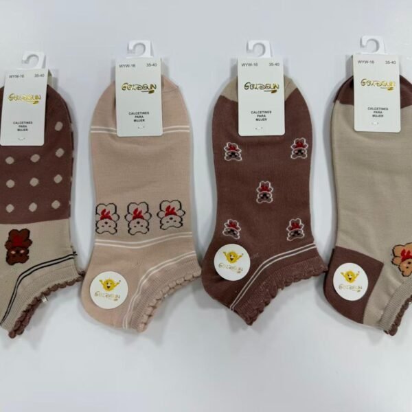 MEDIAS TALONERAS DELGADAS DE ALGODON DISEÑOS PARA DAMA (FARDO X 100 DOC)