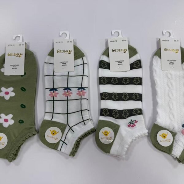 MEDIAS TALONERAS DELGADAS DE ALGODON DISEÑOS PARA DAMA (FARDO X 100 DOC)