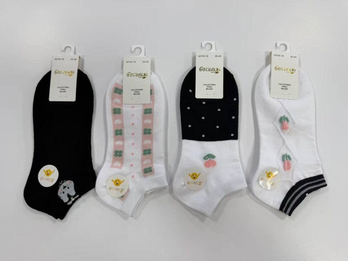 MEDIAS TALONERAS DELGADAS DE ALGODON DISEÑOS PARA DAMA (FARDO X 100 DOC)