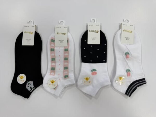 MEDIAS TALONERAS DELGADAS DE ALGODON DISEÑOS PARA DAMA (FARDO X 100 DOC)