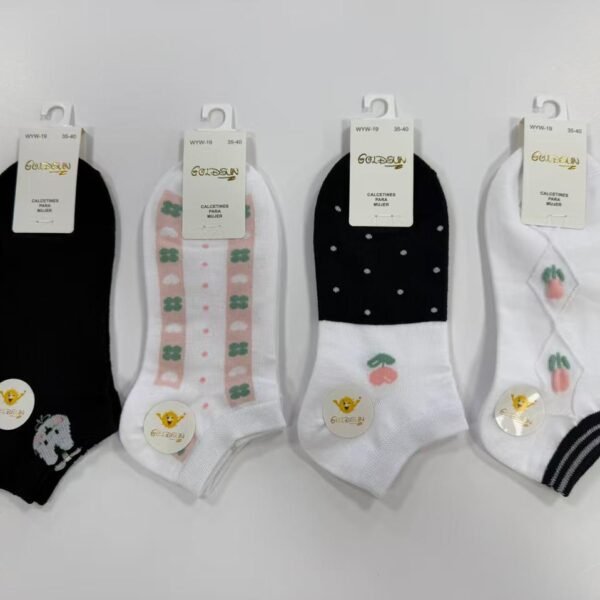 MEDIAS TALONERAS DELGADAS DE ALGODON DISEÑOS PARA DAMA (FARDO X 100 DOC)