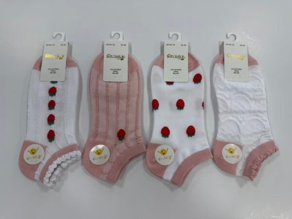 MEDIAS TALONERAS DELGADAS DE ALGODON DISEÑOS PARA DAMA (FARDO X 100 DOC)