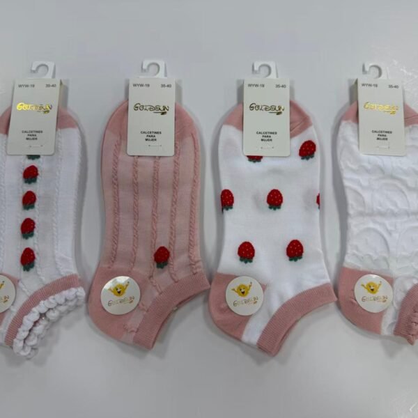 MEDIAS TALONERAS DELGADAS DE ALGODON DISEÑOS PARA DAMA (FARDO X 100 DOC)