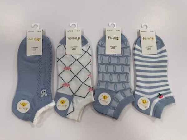 MEDIAS TALONERAS DELGADAS DE ALGODON DISEÑOS PARA DAMA (FARDO X 100 DOC)