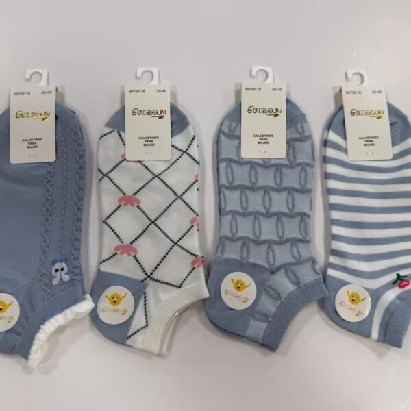 MEDIAS TALONERAS DELGADAS DE ALGODON DISEÑOS PARA DAMA (FARDO X 100 DOC)