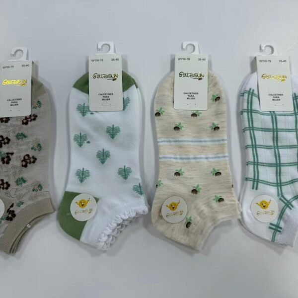 MEDIAS TALONERAS DELGADAS DE ALGODON DISEÑOS PARA DAMA (FARDO X 100 DOC)