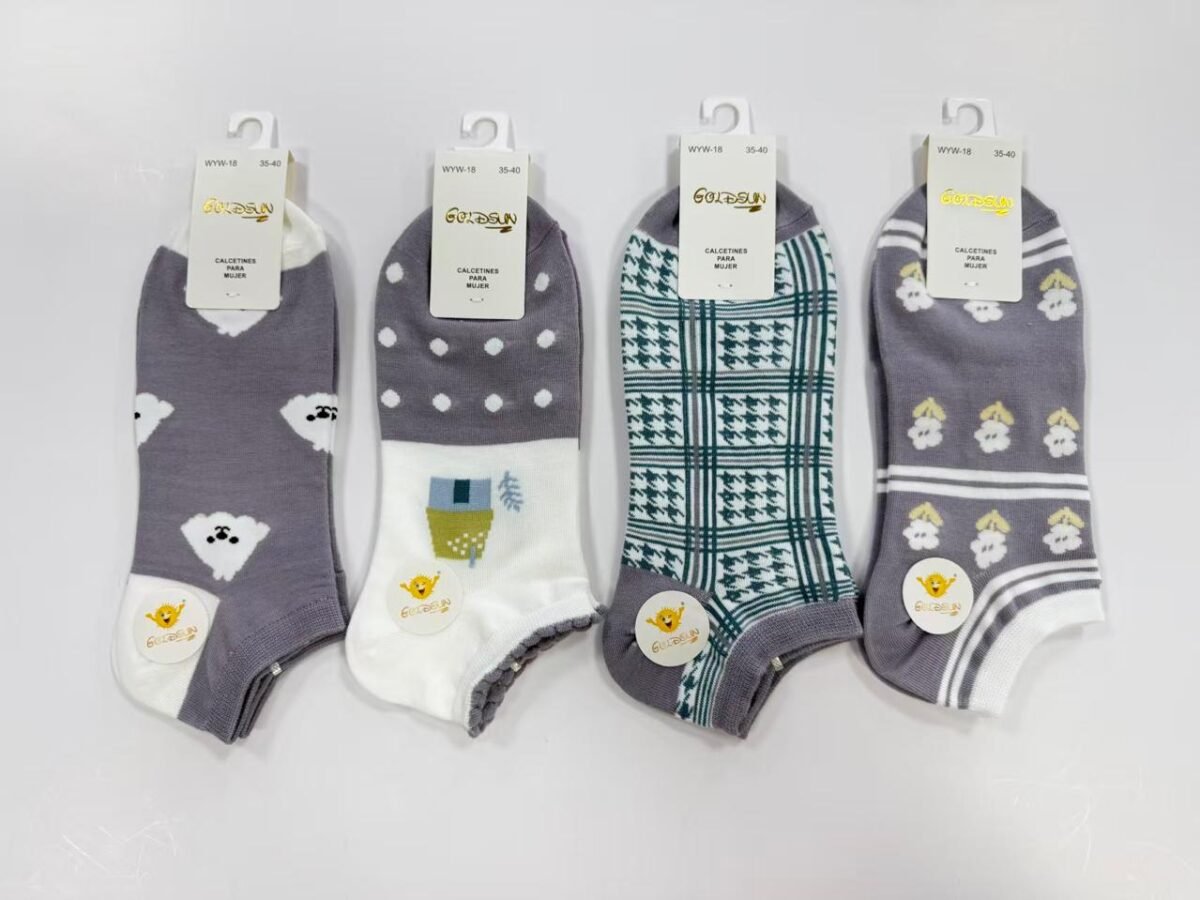 MEDIAS TALONERAS DELGADAS DE ALGODON DISEÑOS PARA DAMA (FARDO X 100 DOC)