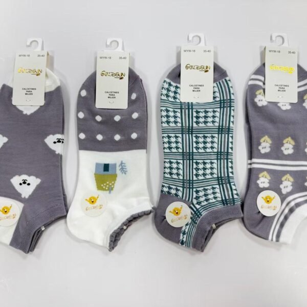 MEDIAS TALONERAS DELGADAS DE ALGODON DISEÑOS PARA DAMA (FARDO X 100 DOC)