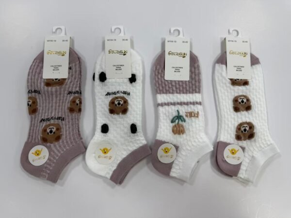 MEDIAS TALONERAS DELGADAS DE ALGODON DISEÑOS PARA DAMA (FARDO X 100 DOC)